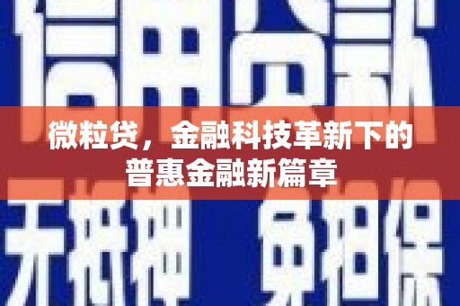 桓台微粒贷，金融科技革新下的普惠金融新篇章