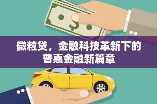 桓台微粒贷，金融科技革新下的普惠金融新篇章